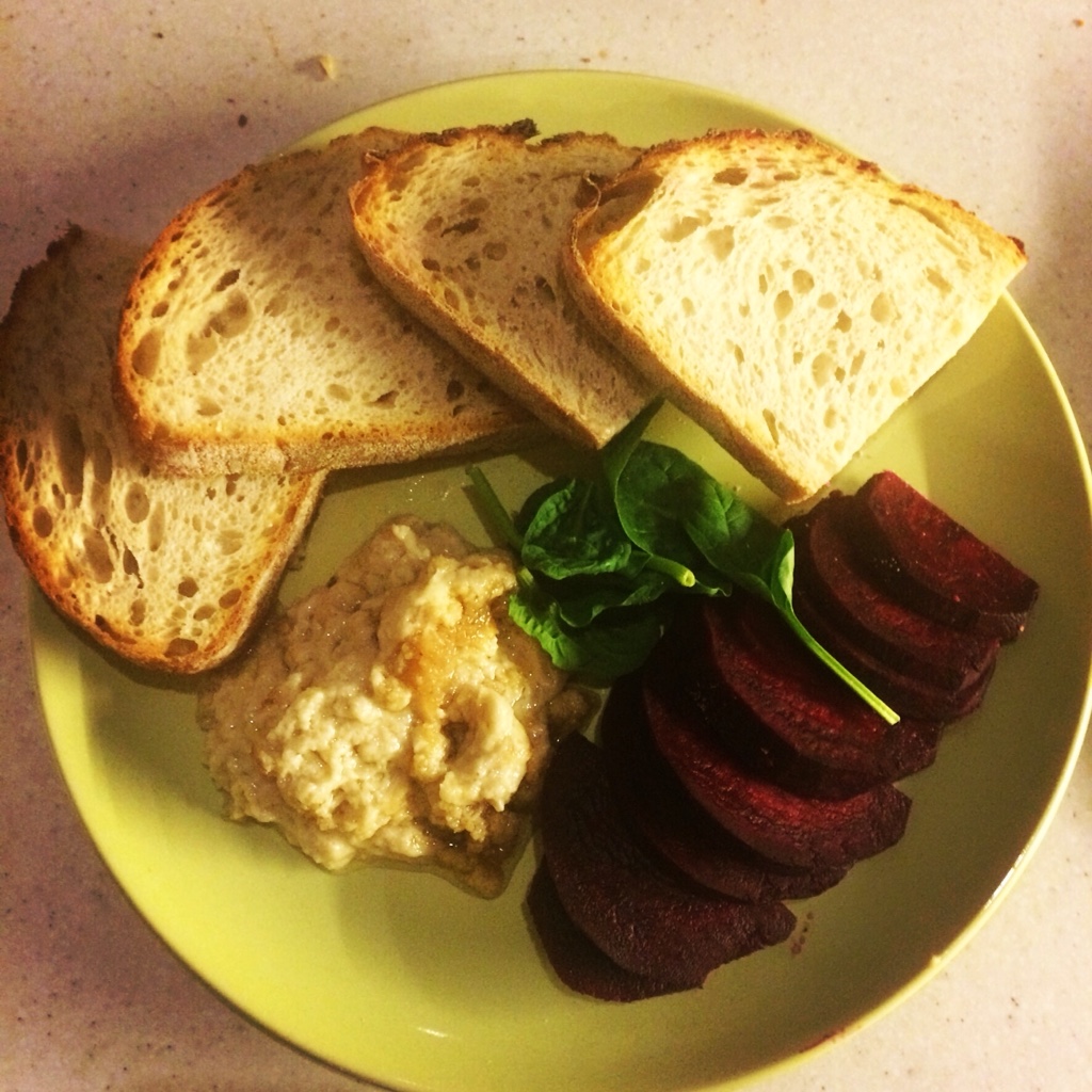 Lazy Saturday dinner of sourdough toast, beetroot and cashew cheese