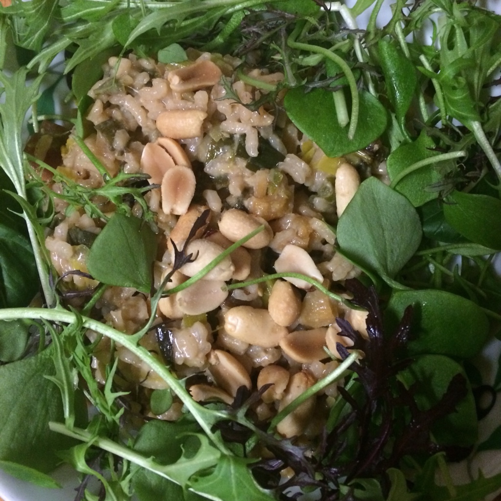 Roast swede and leek risotto with salad leaves midorigreen.co.uk